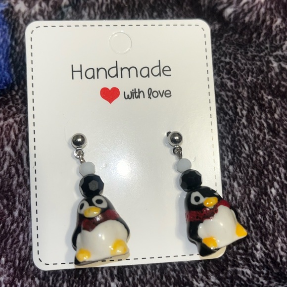 Penguin Earrings Handcrafted - Picture 4 of 4